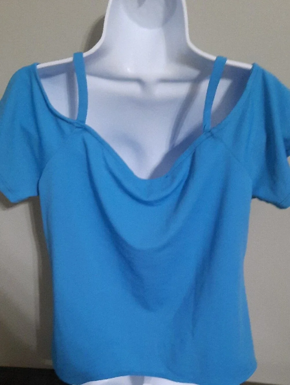 Bar III Bright Blue Cold-Shoulder Tank Top - Picture 4 of 7
